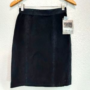 NEW Vintage Global Identity Black Suede Skirt Size 8